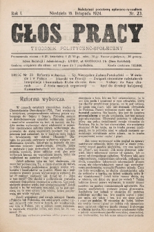 Głos Pracy : tygodnik polityczno-społeczny. 1924, nr 23