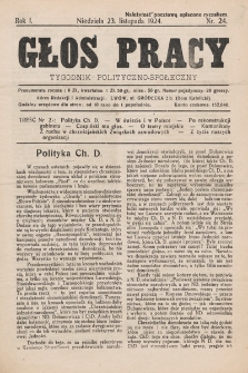 Głos Pracy : tygodnik polityczno-społeczny. 1924, nr 24