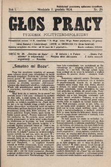 Głos Pracy : tygodnik polityczno-społeczny. 1924, nr 26