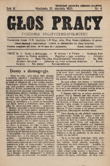Głos Pracy : tygodnik polityczno-społeczny. 1925, nr 4