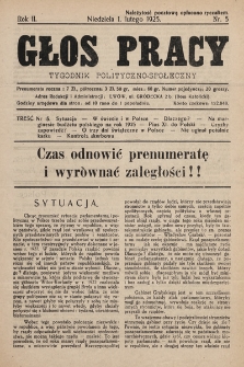 Głos Pracy : tygodnik polityczno-społeczny. 1925, nr 5