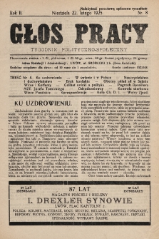 Głos Pracy : tygodnik polityczno-społeczny. 1925, nr 8