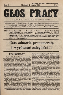 Głos Pracy : tygodnik polityczno-społeczny. 1925, nr 9