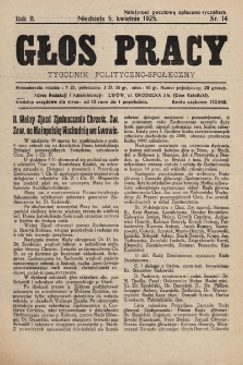 Głos Pracy : tygodnik polityczno-społeczny. 1925, nr 14