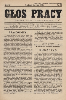 Głos Pracy : tygodnik polityczno-społeczny. 1925, nr 18