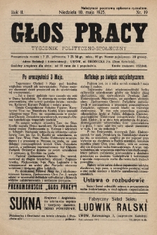 Głos Pracy : tygodnik polityczno-społeczny. 1925, nr 19