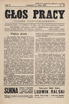 Głos Pracy : tygodnik polityczno-społeczny. 1925, nr 20