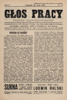 Głos Pracy : tygodnik polityczno-społeczny. 1925, nr 21
