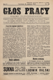 Głos Pracy : tygodnik polityczno-społeczny. 1925, nr 24