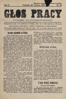 Głos Pracy : tygodnik polityczno-społeczny. 1925, nr 26