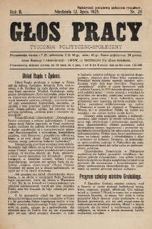 Głos Pracy : tygodnik polityczno-społeczny. 1925, nr 28
