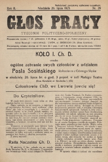 Głos Pracy : tygodnik polityczno-społeczny. 1925, nr 29