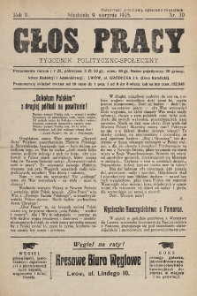 Głos Pracy : tygodnik polityczno-społeczny. 1925, nr 30