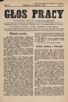 Głos Pracy : tygodnik polityczno-społeczny. 1925, nr 31