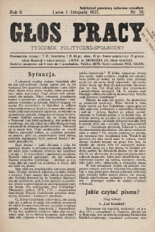 Głos Pracy : tygodnik polityczno-społeczny. 1925, nr 38