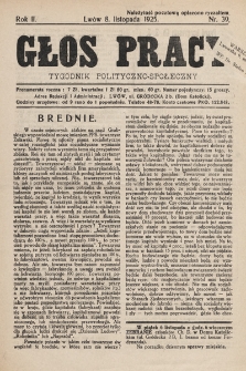 Głos Pracy : tygodnik polityczno-społeczny. 1925, nr 39