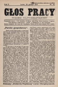 Głos Pracy : tygodnik polityczno-społeczny. 1925, nr 45