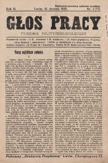 Głos Pracy : tygodnik polityczno-społeczny. 1926, nr 2