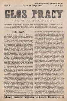 Głos Pracy : tygodnik polityczno-społeczny. 1926, nr 6