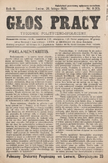 Głos Pracy : tygodnik polityczno-społeczny. 1926, nr 8