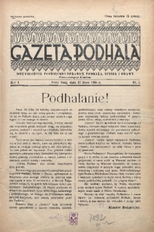 Gazeta Podhala : dwutygodnik poświęcony sprawom Podhala, Spisza i Orawy. 1936, nr 1