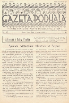 Gazeta Podhala : tygodnik poświęcony sprawom Podhala, Spisza i Orawy. 1939, nr 11