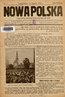 Nowa Polska : tygodnik społeczno-ekonomiczny. 1936, nr 1