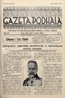 Gazeta Podhala : tygodnik poświęcony sprawom Podhala, Spisza i Orawy. 1938, nr 12