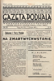 Gazeta Podhala : tygodnik poświęcony sprawom Podhala, Spisza i Orawy. 1938, nr 15