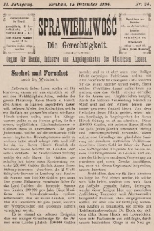 Sprawiedliwość = Die Gerechtigkeit : Organ für Handel, Industrie und Angelegenheiten des öffentlichen Lebens. 1894, nr 24