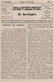 Sprawiedliwość = Die Gerechtigkeit : Organ für Handel, Industrie und Angelegenheiten des öffentlichen Lebens. 1895, nr 11