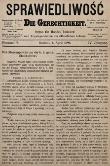 Sprawiedliwość = Die Gerechtigkeit : Organ für Handel, Industrie und Angelegenheiten des öffentlichen Lebens. 1896, nr 7