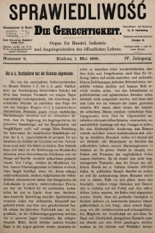 Sprawiedliwość = Die Gerechtigkeit : Organ für Handel, Industrie und Angelegenheiten des öffentlichen Lebens. 1896, nr 9