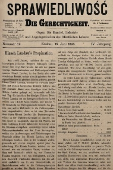 Sprawiedliwość = Die Gerechtigkeit : Organ für Handel, Industrie und Angelegenheiten des öffentlichen Lebens. 1896, nr 12