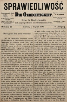 Sprawiedliwość = Die Gerechtigkeit : Organ für Handel, Industrie und Angelegenheiten des öffentlichen Lebens. 1896, nr 15