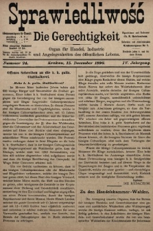 Sprawiedliwość = Die Gerechtigkeit : Organ für Handel, Industrie und Angelegenheiten des öffentlichen Lebens. 1896, nr 24