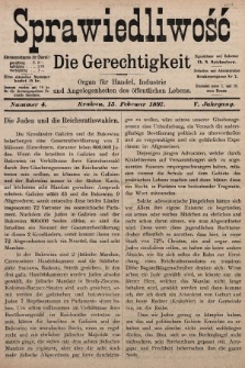 Sprawiedliwość = Die Gerechtigkeit : Organ für Handel, Industrie und Angelegenheiten des öffentlichen Lebens. 1897, nr 4