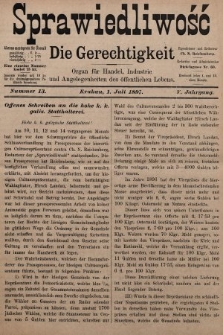 Sprawiedliwość = Die Gerechtigkeit : Organ für Handel, Industrie und Angelegenheiten des öffentlichen Lebens. 1897, nr 13