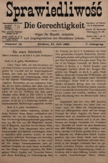 Sprawiedliwość = Die Gerechtigkeit : Organ für Handel, Industrie und Angelegenheiten des öffentlichen Lebens. 1897, nr 14