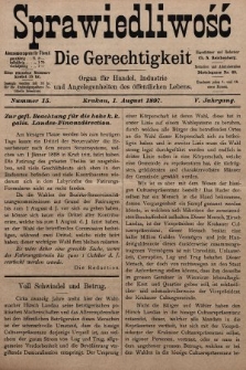 Sprawiedliwość = Die Gerechtigkeit : Organ für Handel, Industrie und Angelegenheiten des öffentlichen Lebens. 1897, nr 15
