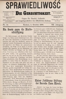 Sprawiedliwość = Die Gerechtigkeit : Organ für Handel, Industrie und Angelegenheiten des öffentlichen Lebens. 1899, nr 19