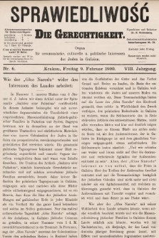 Sprawiedliwość = Die Gerechtigkeit : Organ für oeconomische, culturelle u. politische Interessen der Juden in Galizien. 1900, nr 6
