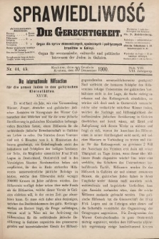 Sprawiedliwość = Die Gerechtigkeit : Organ für oeconomische, culturelle u. politische Interessen der Juden in Galizien. 1900, nr 44 i 45