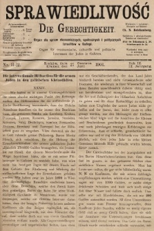 Sprawiedliwość = Die Gerechtigkeit : Organ für oeconomische, culturelle u. politische Interessen der Juden in Galizien. 1901, nr 11-12
