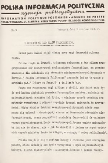 Polska Informacja Polityczna : agencja publicystyczna = Information Politique Polonaise : agence de presse. 1936, nr 9