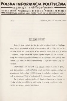 Polska Informacja Polityczna : agencja publicystyczna = Information Politique Polonaise : agence de presse. 1936, nr 13