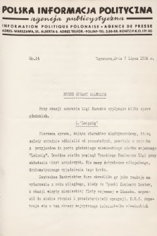 Polska Informacja Polityczna : agencja publicystyczna = Information Politique Polonaise : agence de presse. 1936, nr 14