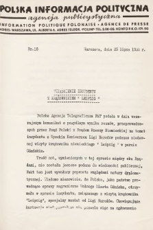 Polska Informacja Polityczna : agencja publicystyczna = Information Politique Polonaise : agence de presse. 1936, nr 18