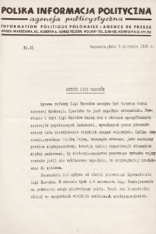 Polska Informacja Polityczna : agencja publicystyczna = Information Politique Polonaise : agence de presse. 1936, nr 21