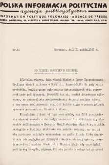 Polska Informacja Polityczna : agencja publicystyczna = Information Politique Polonaise : agence de presse. 1936, nr 31